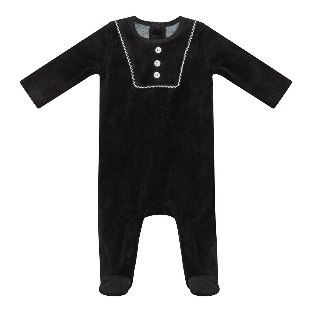 Buttoned Neckline Footie Black