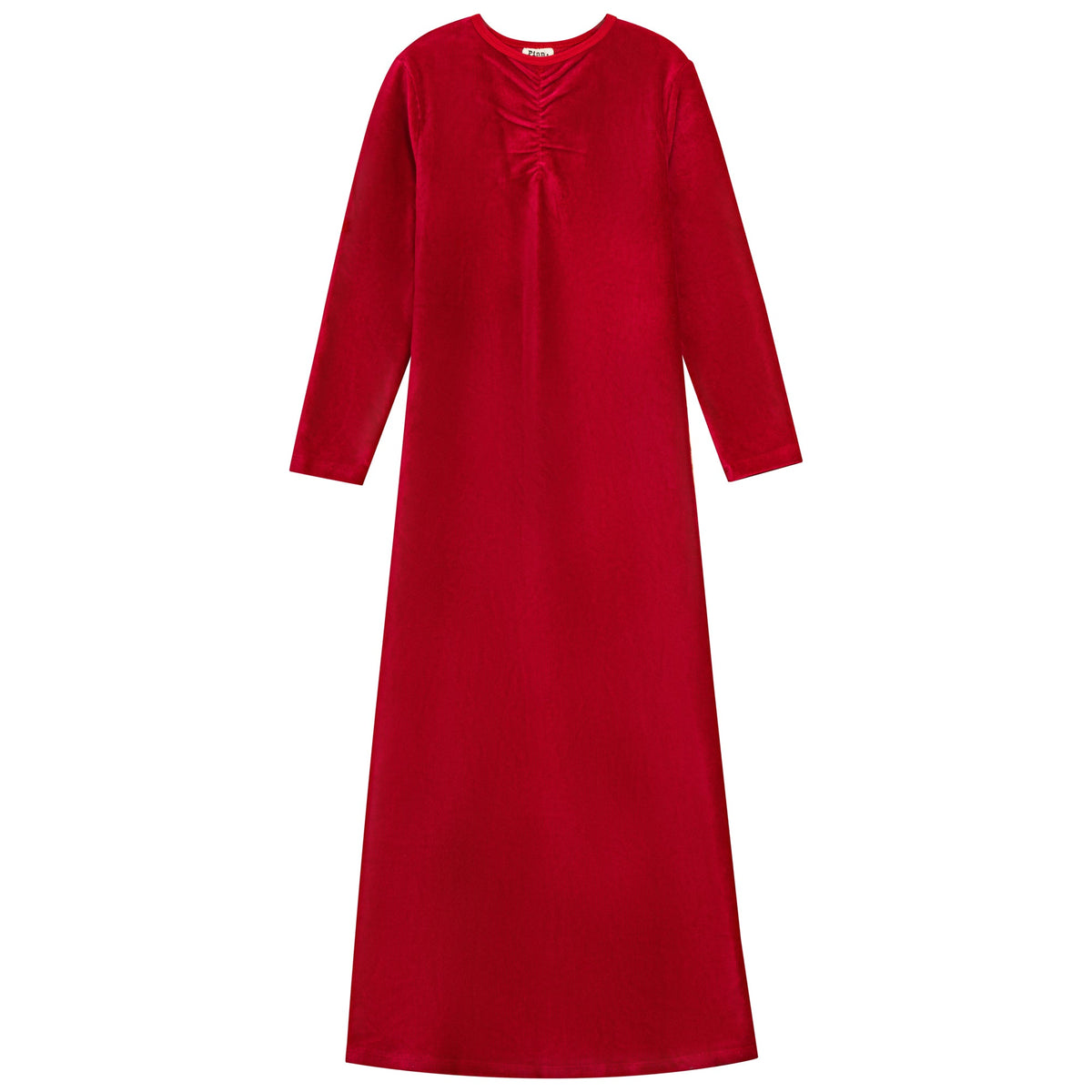 Ribbed Velour Gathered Lounge Dress Red