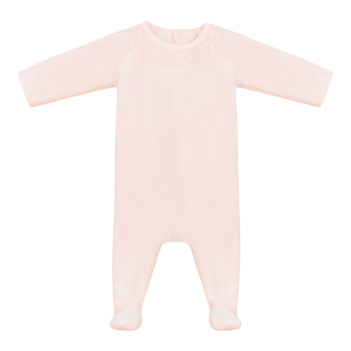 Embroidered Neck Footie Pink