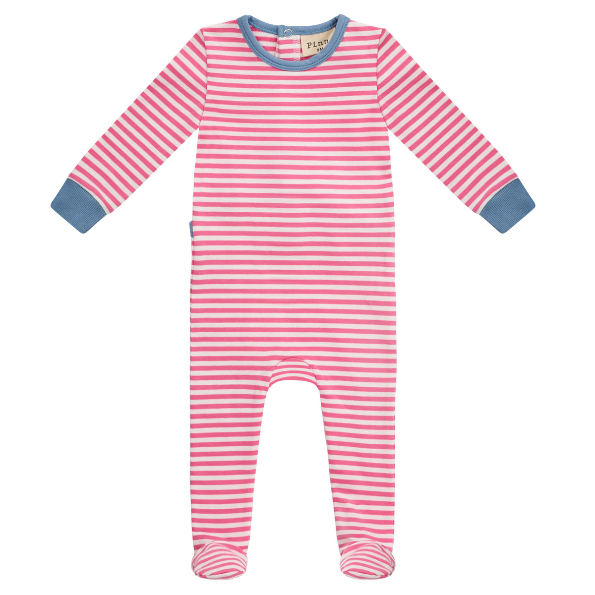 Striped Footie Hot Pink